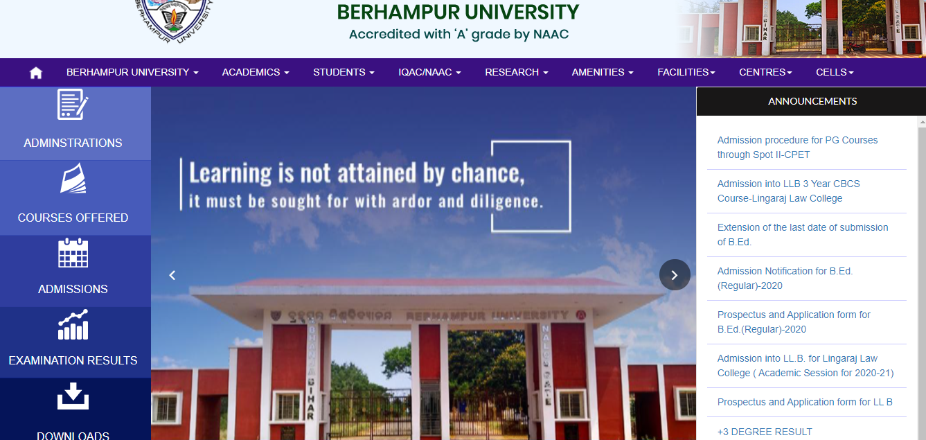 Berhampur University BA 3rd Year Time Table 2021