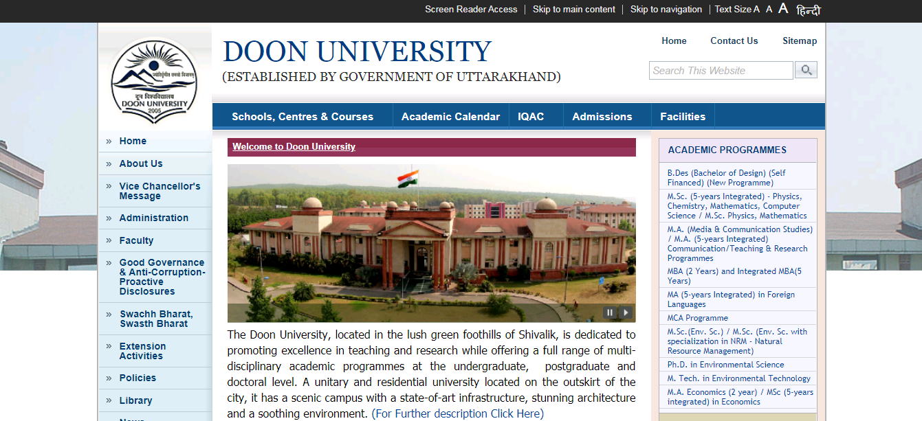 Doon University BA 2nd Year Time Table