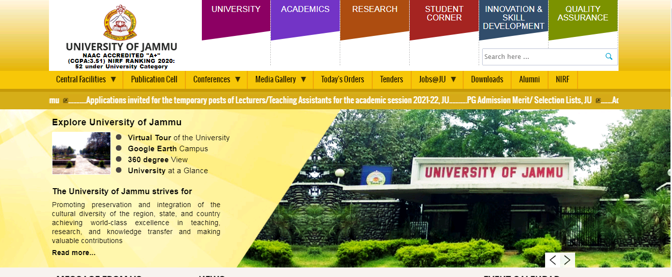 Jammu University BA 2nd Year Time Table