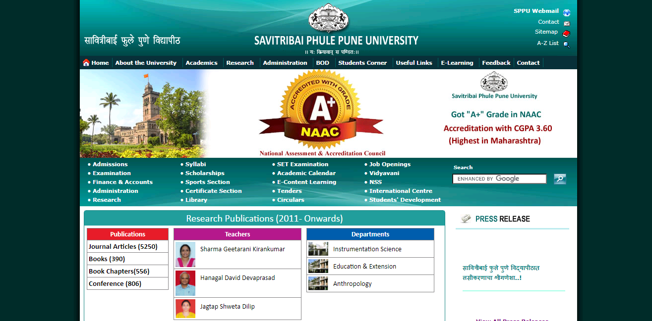 Pune University BA 2nd Year Time Table