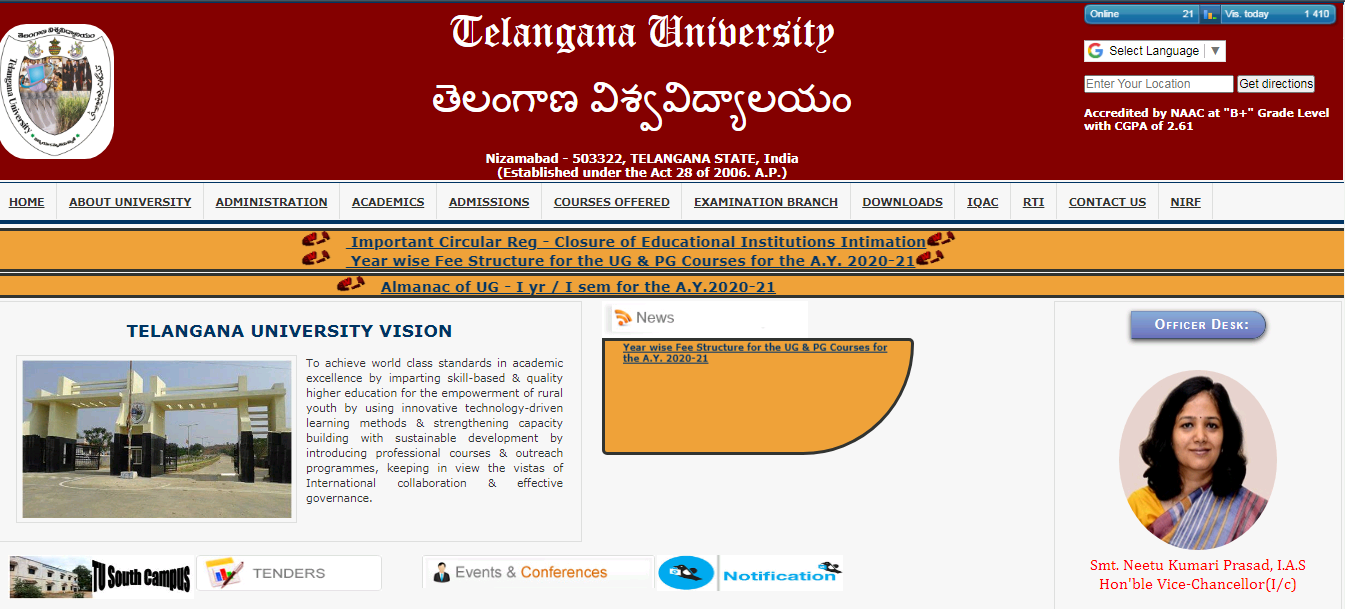 Telangana University B.Com 3rd year Time Table