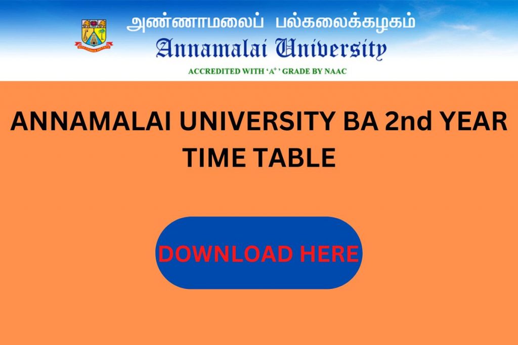 ANNAMALAI UNIVERSITY BA 2nd YEAR TIME TABLE