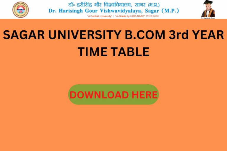 Sagar University B.Com 3rd Year Time Table 2023 Revised / New Non ...