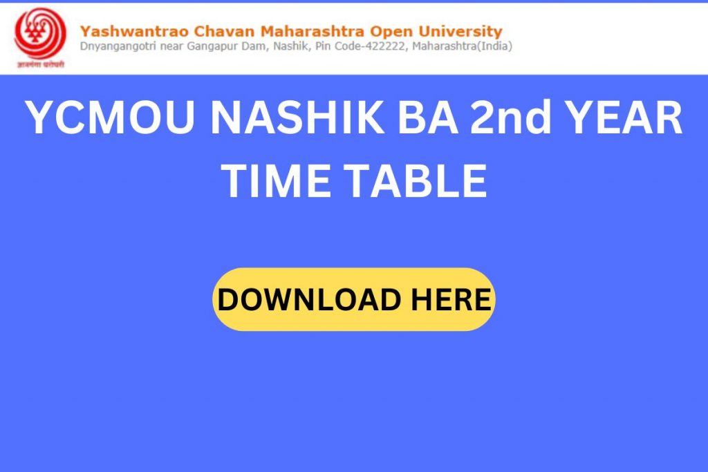 YCMOU NASHIK BA 2nd YEAR TIME TABLE