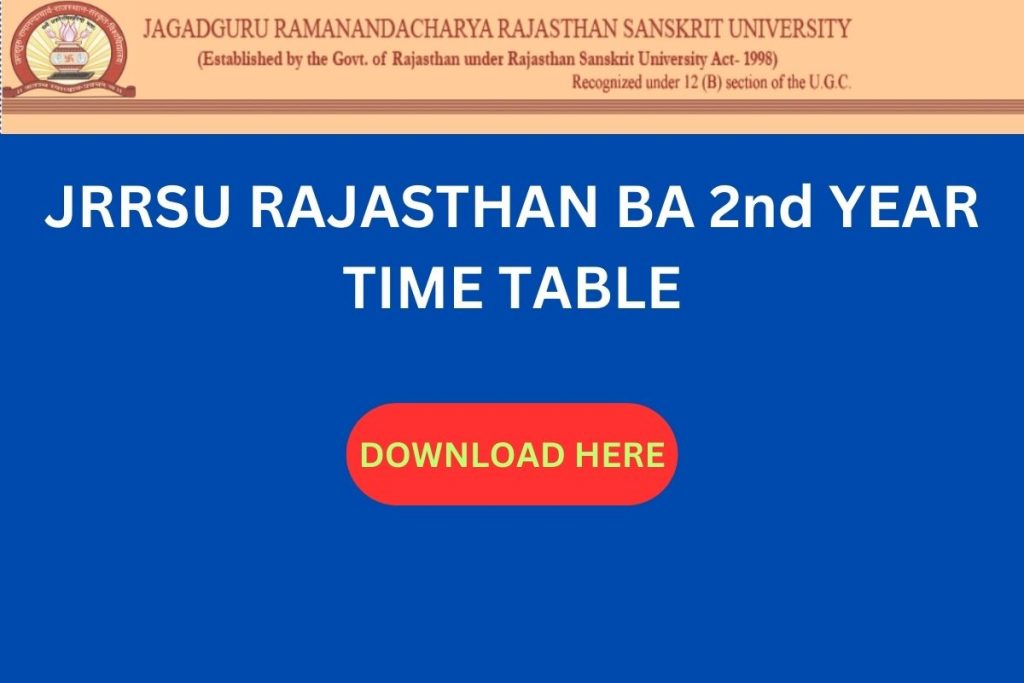 JRRSU RAJASTHAN BA 2nd YEAR TIME TABLE