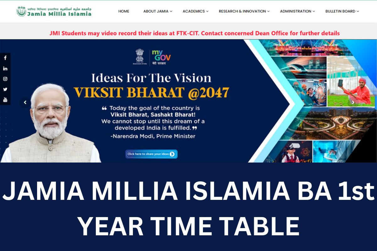 JAMIA MILLIA ISLAMIA BA 1st YEAR TIME TABLE