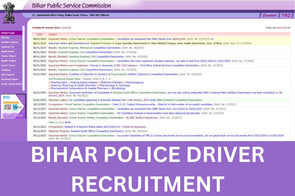 BIHAR POLICE DRIVER RECRUITMENT