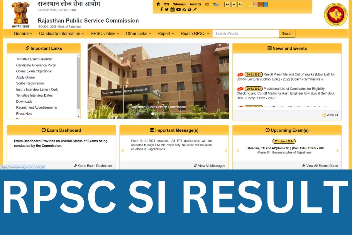 RPSC SI RESULT 